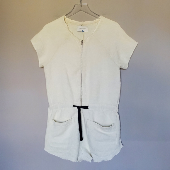 Solid & Striped Zip Front Romper Shorts Cream Size S - Picture 11 of 11